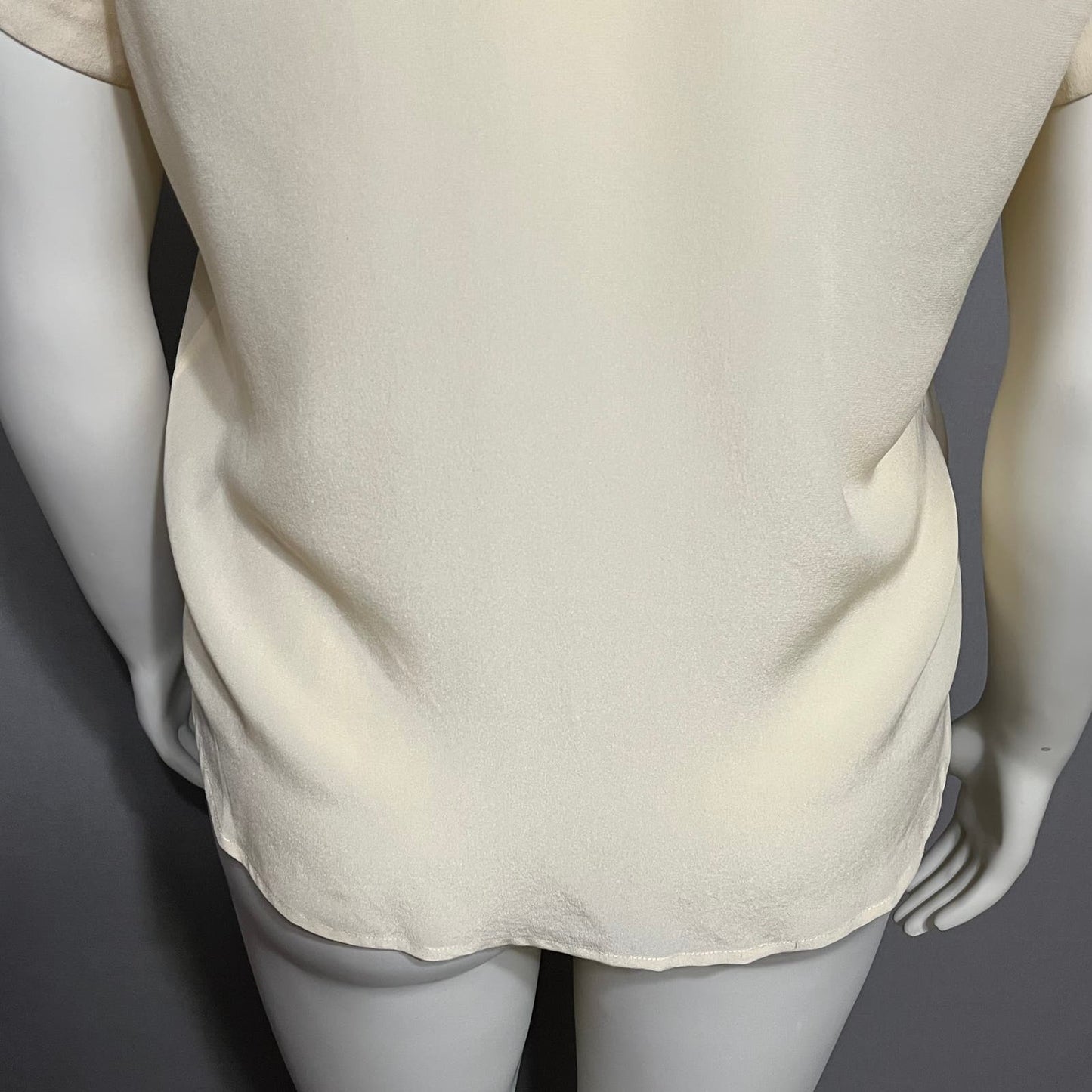 Jones New York Cream Button Front Short Sleeve 100% Silk Blouse Sz-10