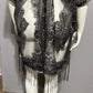 Pretty Persuasions Sheer Open Front With Fringe Artsy Shawl Wrap Sz-OS