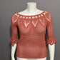 Vintage Rust Orange Open Knit 3/4 Sleeve Cut Out Sweater Sz-Medium