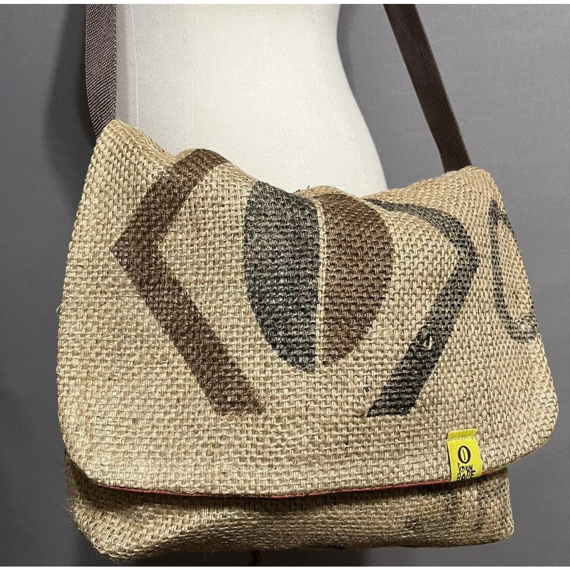 I Know Hope Brown Crossbody Market Burlap Bag