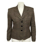Jones New York Brown Plaid Academia 3 Button Front Blazer Sz-10