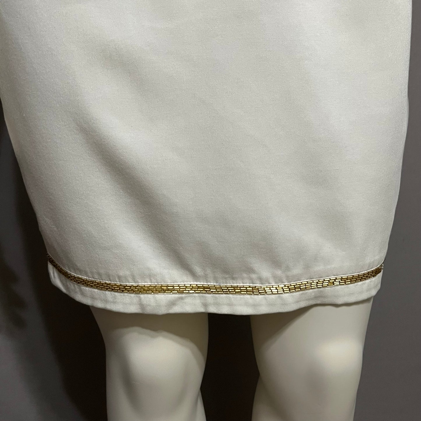 IIF Vintage White Pencil With Gold Beaded Hem Skirt Sz-14