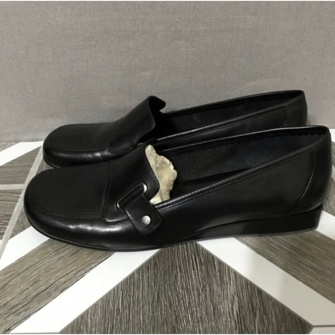 Entente Aigner Black Casual Business Square Toe Loafer Sz-7 1/2 M