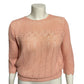 Vintage Light Peach Open Knit With Beads Sweater Sz-Medium