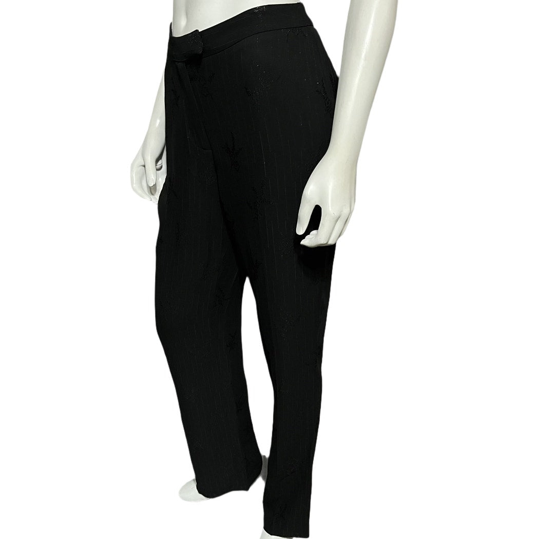 Penta Black Shimmer Floral Holiday Trouser Pants Sz-6