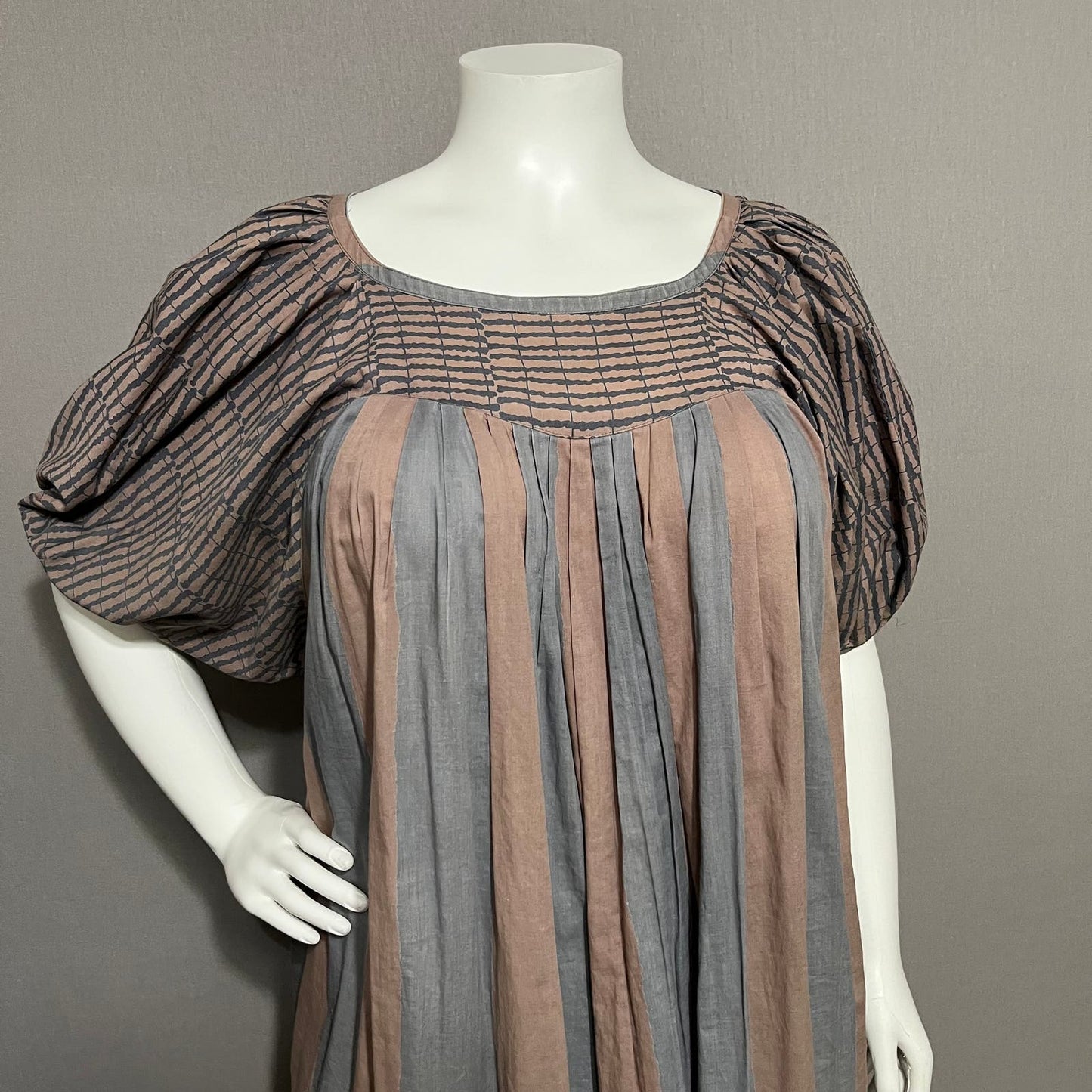 Neiman Marcus France 100% Cotton Stripe Midi Dress Sz-XL