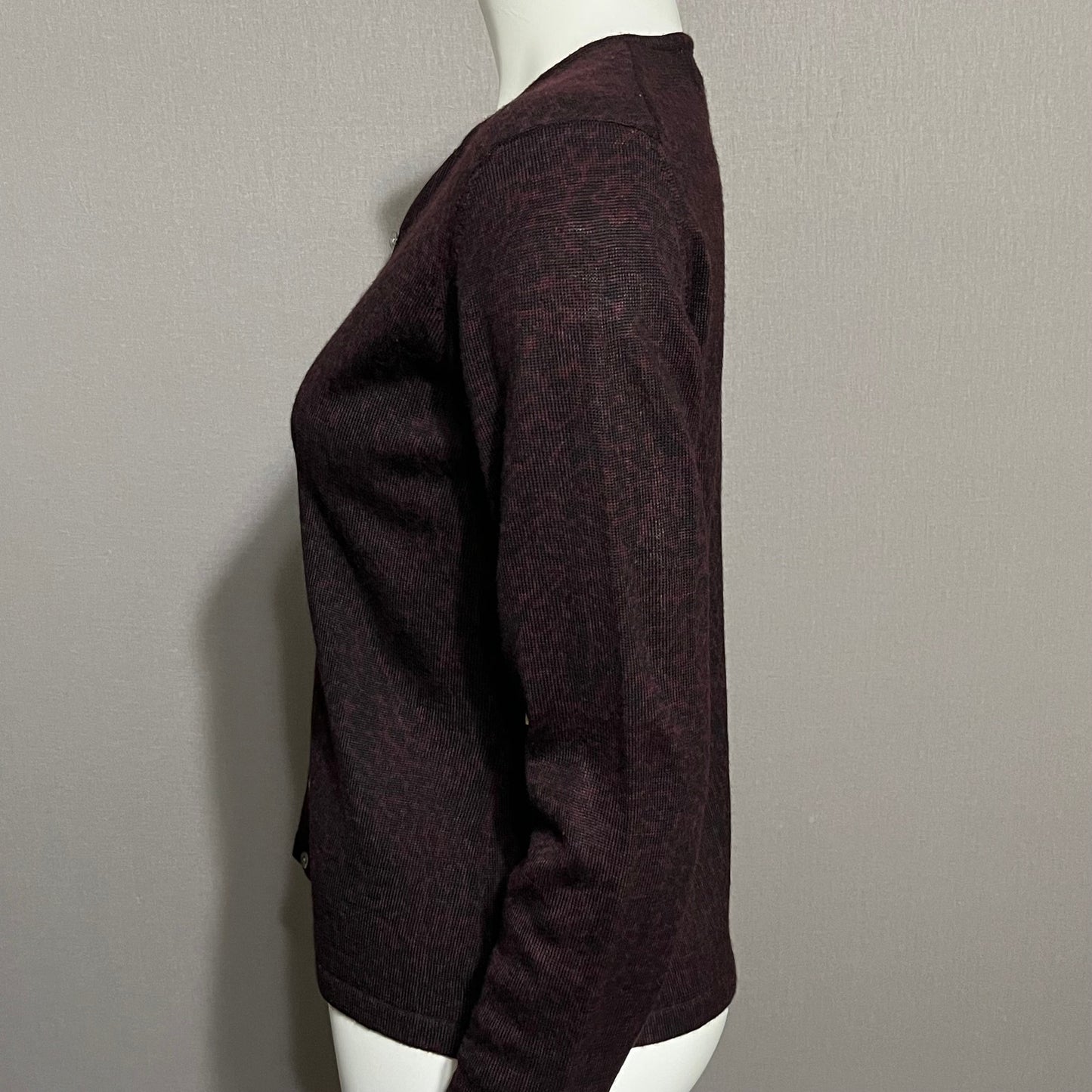 Jones Wear Burgundy Cheetah Print Cardigan Sweater Sz-Small