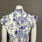 7th Avenue New York & Company Blue Floral Cap Sleeve Knit Top Sz-Small