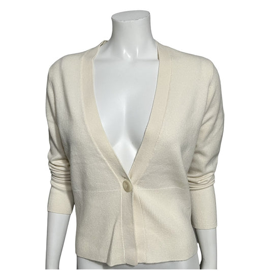 Talbots Cream 100% Cashmere One Button Cardigan Sz-Small Petite