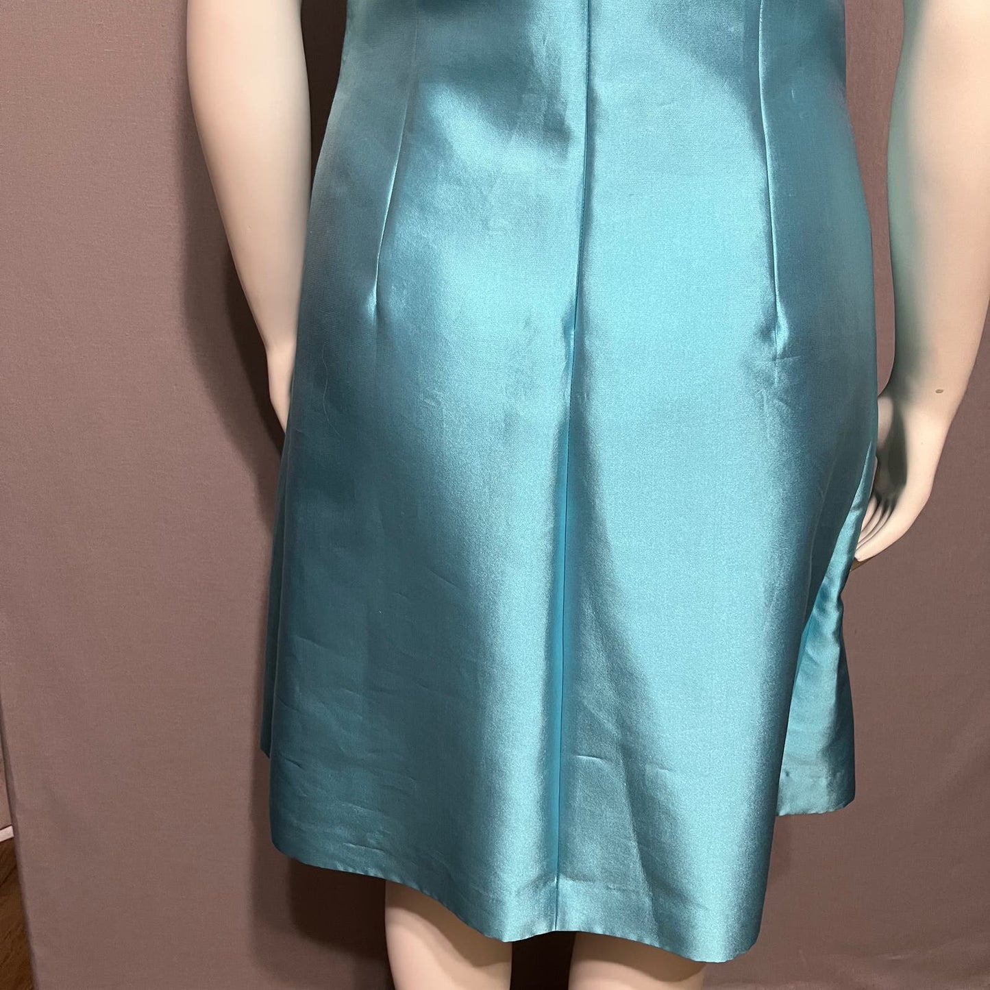 Sara Campbell Blue Silk Cotton Pleated Flare Sleeveless Dress Sz-10