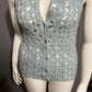 Vintage Open Knit Powdered Blue Green Sweater Vest Sz-Medium