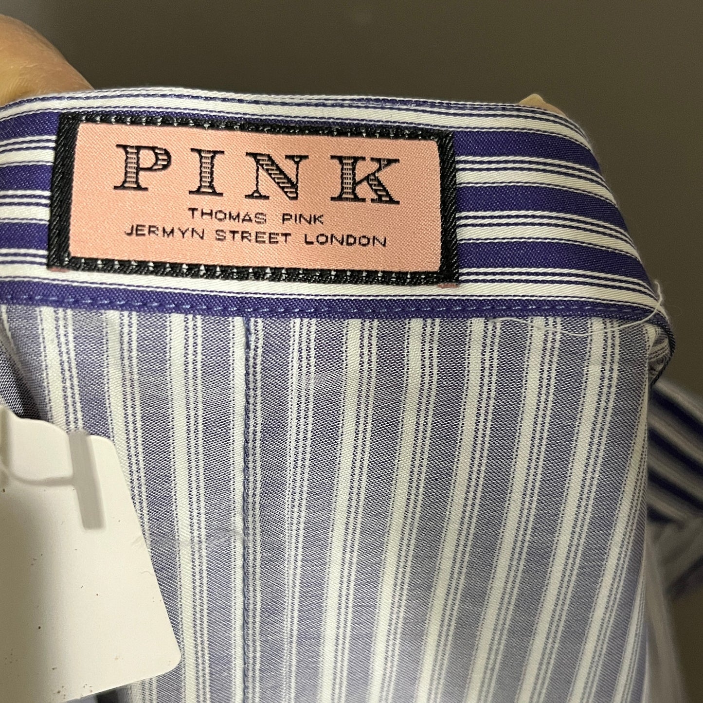 Thomas Pink Womens Purple 100% Cotton Striped Shirt Ruffle Short Sleeve  Sz-10