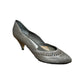 Carriage Court Vintage Grey Geometric Print Pointy Toe Kitten Heel Sz-7 1/2 B