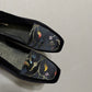 Enzo Angiolini Velvet Floral Embroidered Square Toe Ballet Flats Sz-8 1/2