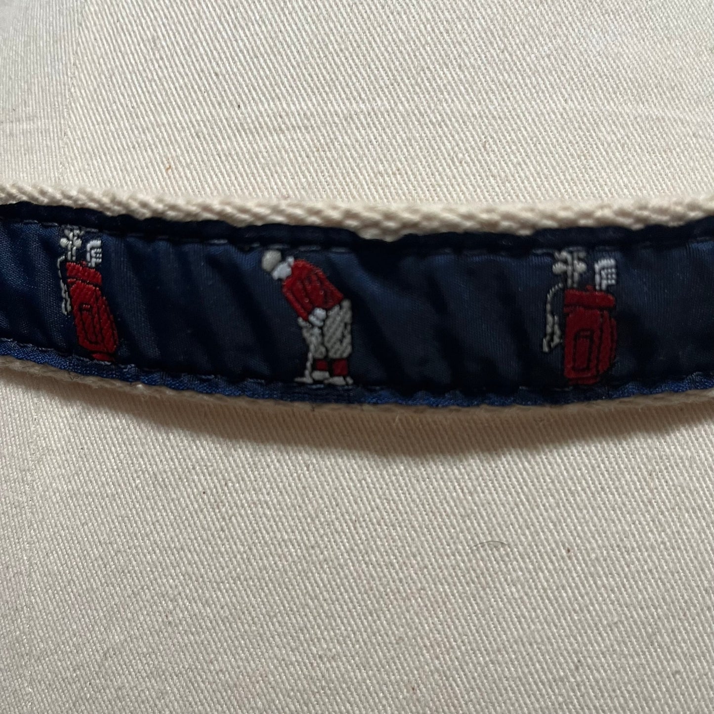 Golf Theme Character Navy & Red With Brown Leather Buckle Belt Sz-Large