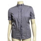 Thomas Pink Womens Purple 100% Cotton Striped Shirt Ruffle Short Sleeve  Sz-10
