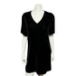 Lilla Black Velvet V-Neck Short Sleeve Flare Dress Sz-Xtra Small