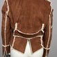 Candies Suede Embroidered Sleeve Faux Fur Cropped Jacket Sz-Lg/XL