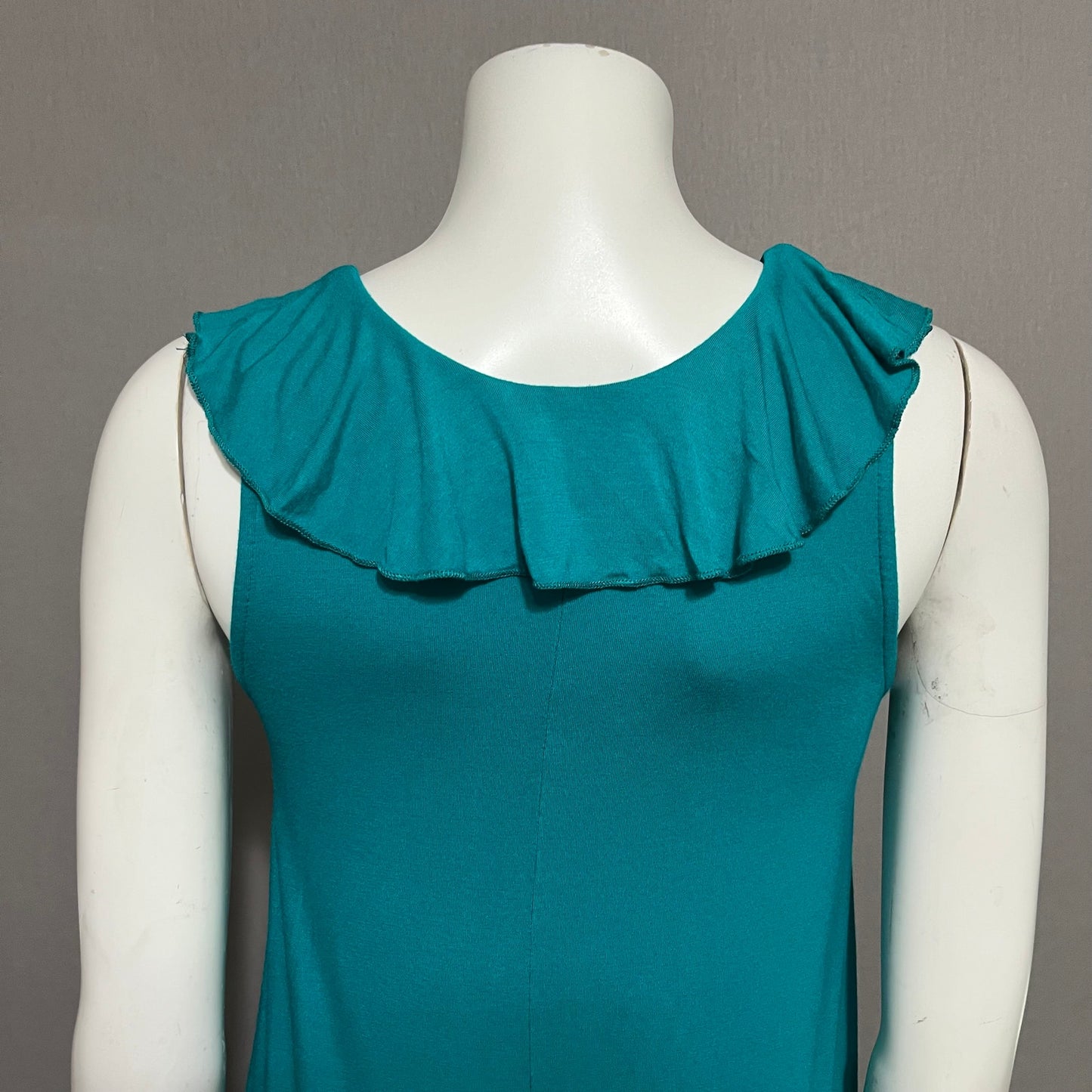 Mittoshop Turquoise Knit Ruffle Collar Casual Vacation Dress Sz-Small