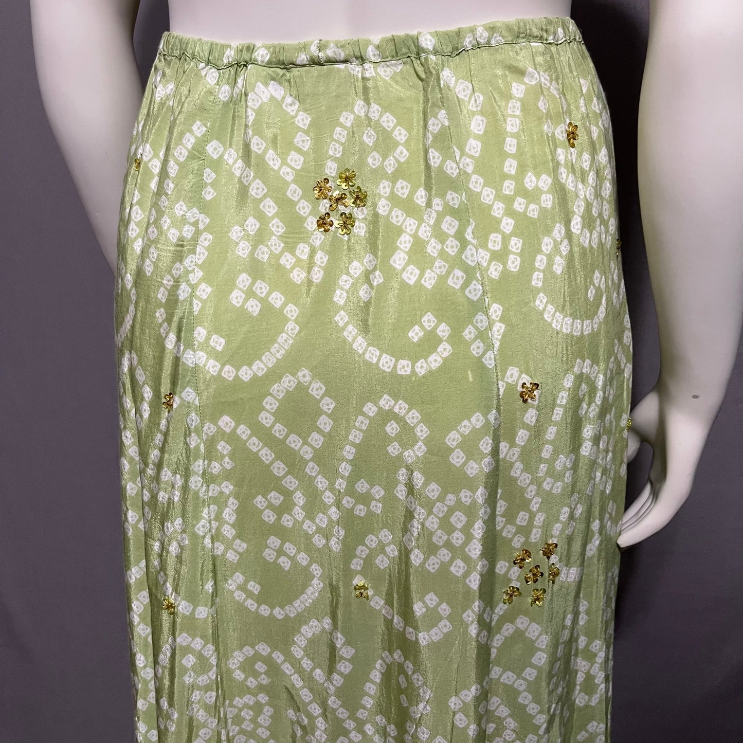 Newport News Green Color-block With Sequins Boho Maxi Skirt Sz-Medium