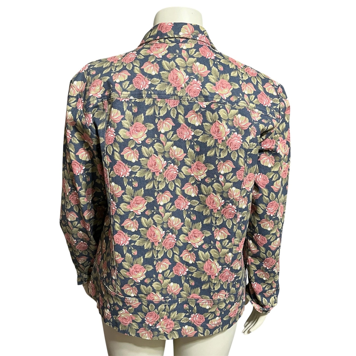 Denim & Co Women’s Floral Pink Denim Jacket Sz-Large