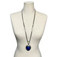 Silver With Blue Long Chain Pendant Necklace