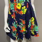 Taylor Textured Navy Multicolored Floral Fit & Flare 100% Cotton Dress Sz 4