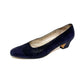 Salvatore Ferragamo Navy Textured Suede Leather Kitten Heel Sz-6 1/2 B