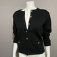 Talbots Black 100% Merino Wool Gold Button Front Cardigan Sz-Small