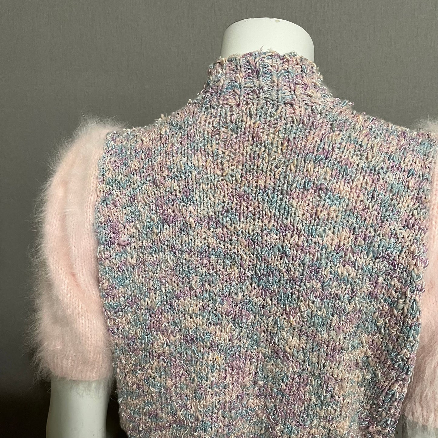 Handmade Pink & Blue Barbie Style Fluffy Sleeve Sweater Sz-Small