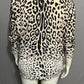 Ellison Animal Print Lightweight Cotton Linen V-Neck Sweater Sz-Small