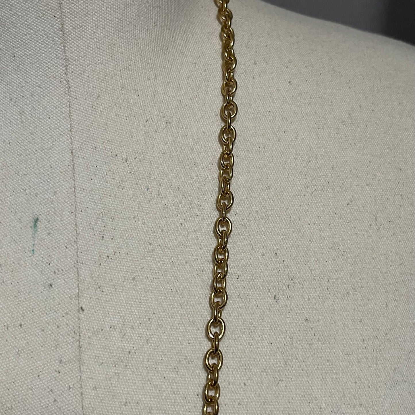 Gold Tone Long Hanging Elephant Themed Necklace