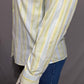 Women Checkered Print Spring Button Front Shirt Sz-16 Pale Yellow Blue Green
