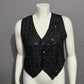 Vintage Sweet Sue Black Allover Sequin Beaded 100% Silk Vest Sz-Medium