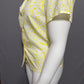 Shapely Vintage Yellow & White Floral Double Breasted Blouse Sz-Medium