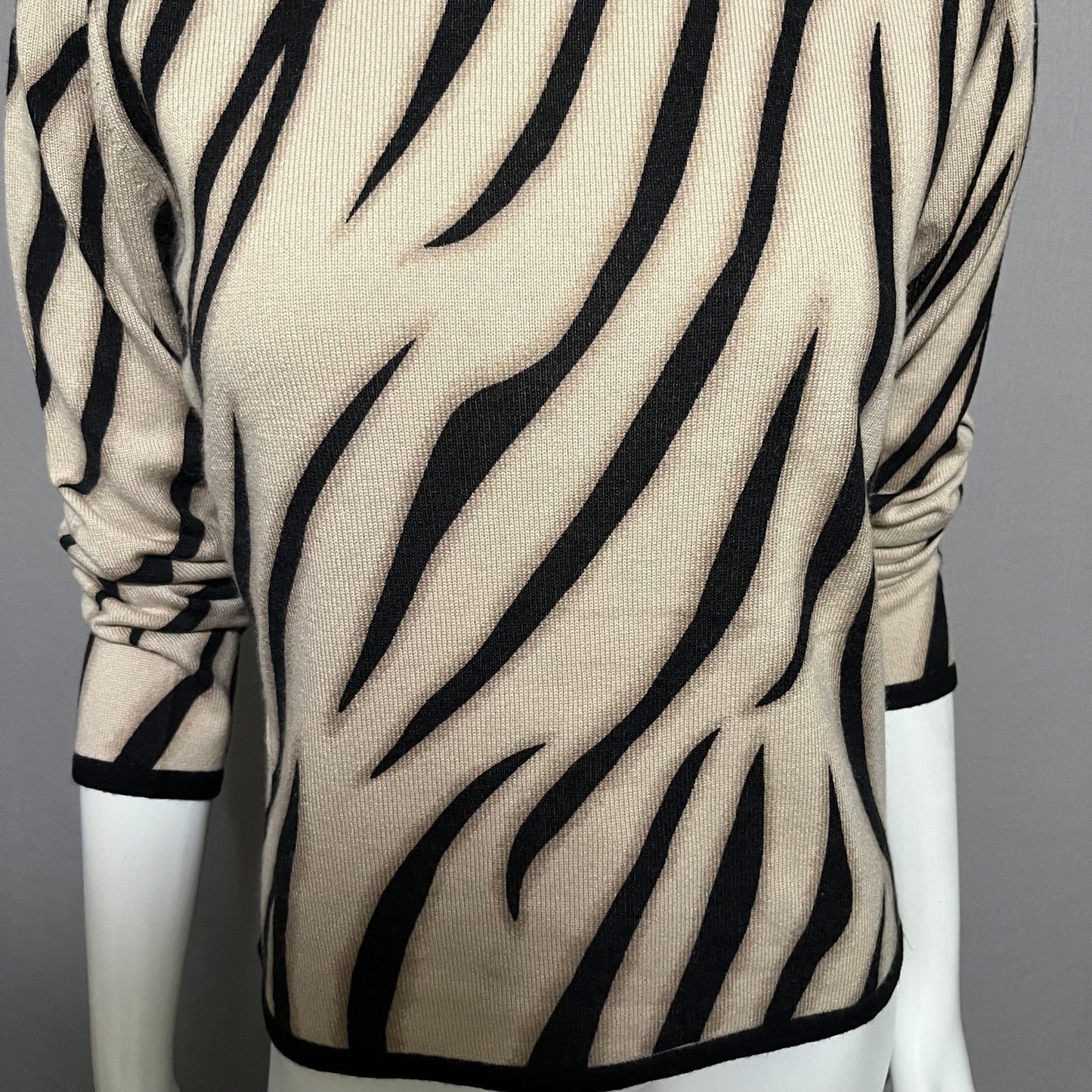 Talbots Cashmere & Silk Zebra Print Turtleneck Sz-Small Petite