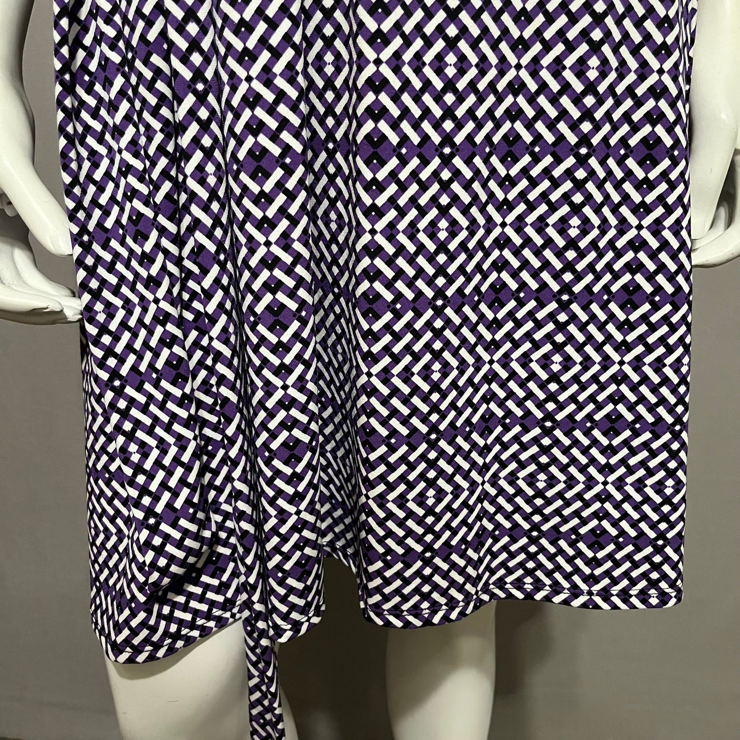 Liz Claiborne Purple Geometric Print Tie Knit Dress Sz-Small