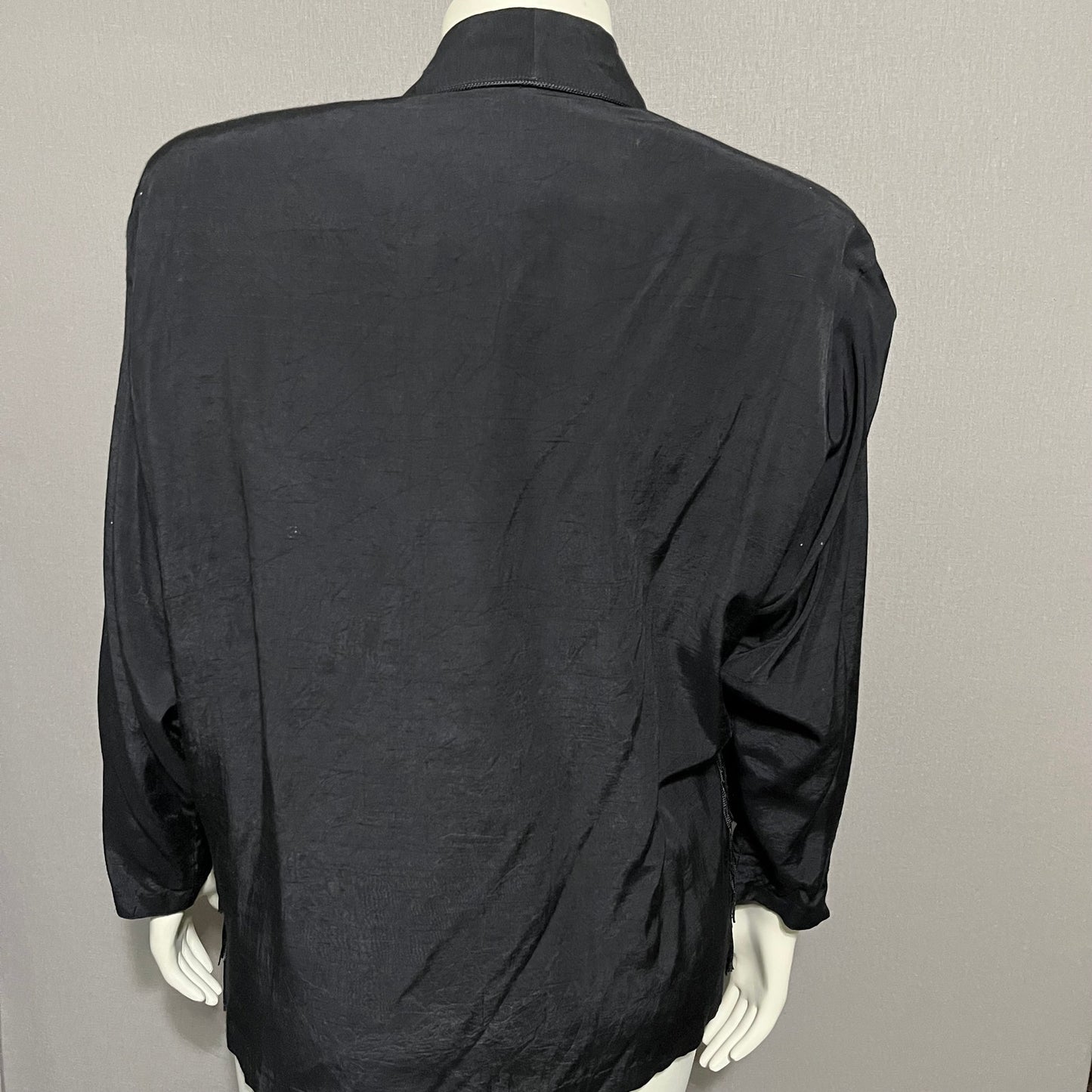 Vintage Cache Black With Fringe Rhinestone Blazer Jacket Sz-Large