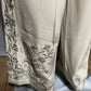 Rena Rowan Crème Silk Blend Embroidered Hem Trouser Pants Sz-6