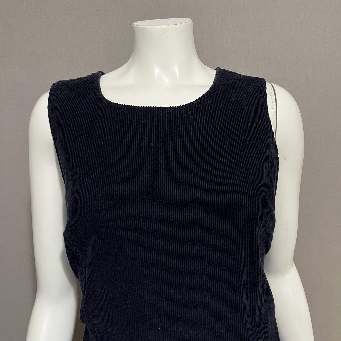 Eddie Bauer Corduroy 100% Cotton Navy Sleeveless Dress Sz 8 Tall