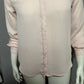 Elle Blush Pink Scalloped Button Front Career Long Sleeve Blouse Sz-Medium