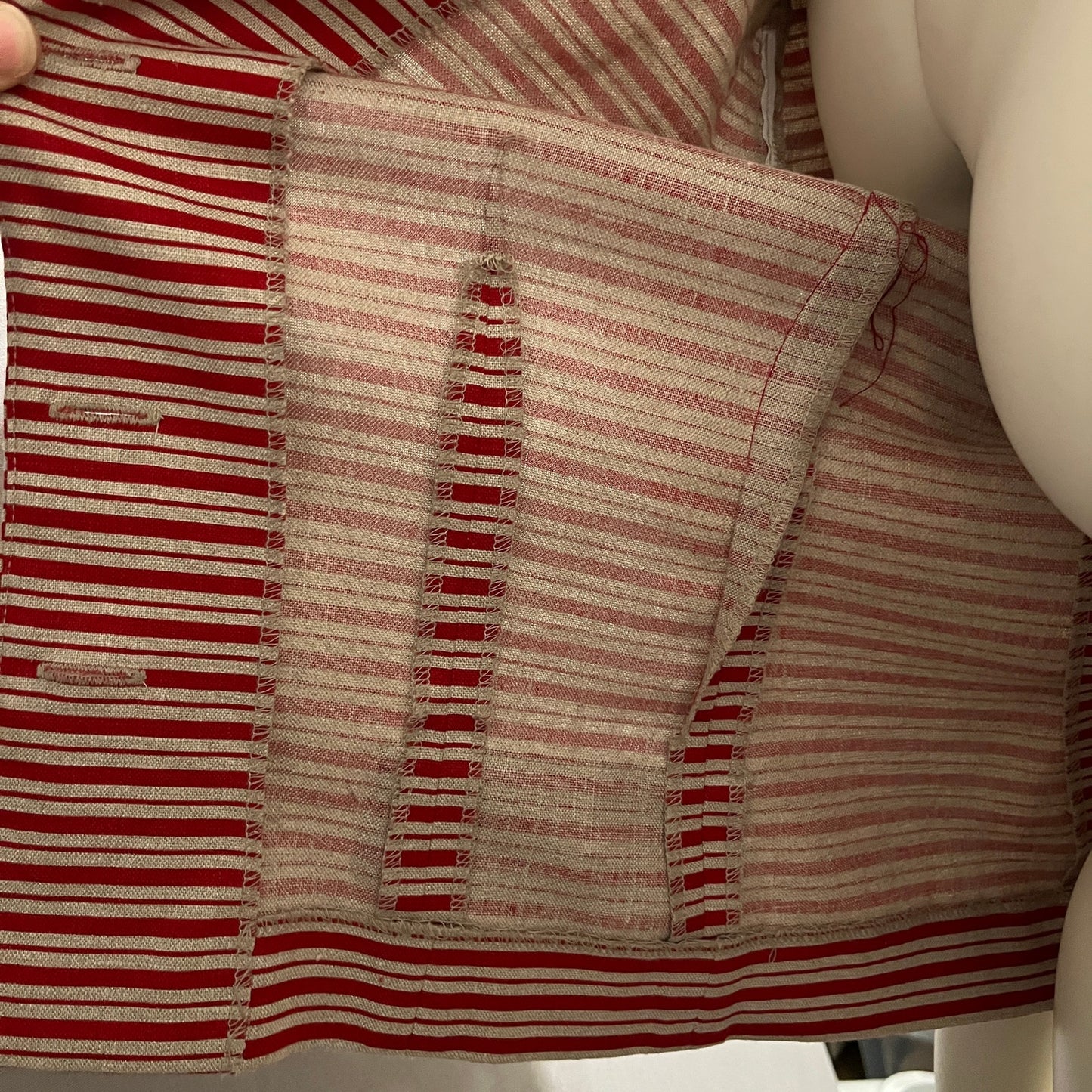 Rickie Freeman Teri Jon 100% Linen Red Striped Blazer Sz-14 (Large)