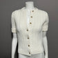 Vintage Bradley Cream Textured Knit Gold Button Front Cardigan Sz-Small