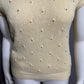 Career Connection Airy Yellow Pearl Beaded Cap Sleeve Pullover Sweater Sz-Large