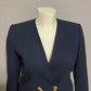Kasper Navy Draped Gold Chain Collarless  Career Blazer Sz-6P