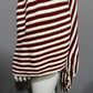 Striped Maroon Turtleneck Pullover Poncho Fringed Sweater Sz-One Size