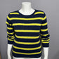 Izod Lime Green & Navy Striped 100% Cotton Long Sleeve Sweater Sz-Large