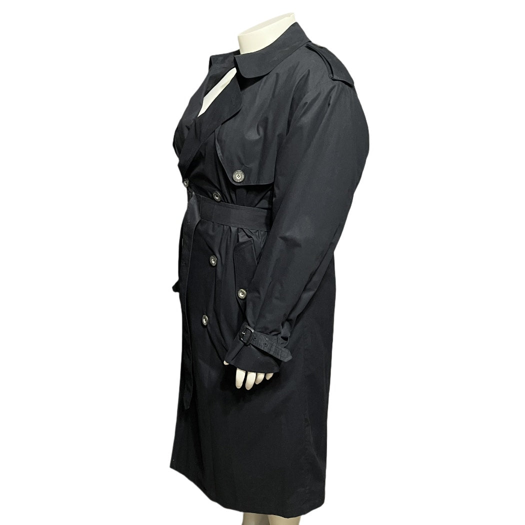 London Fog Dark Navy Double Breasted Unisex Trench Coat Sz-40 R Lg/XL