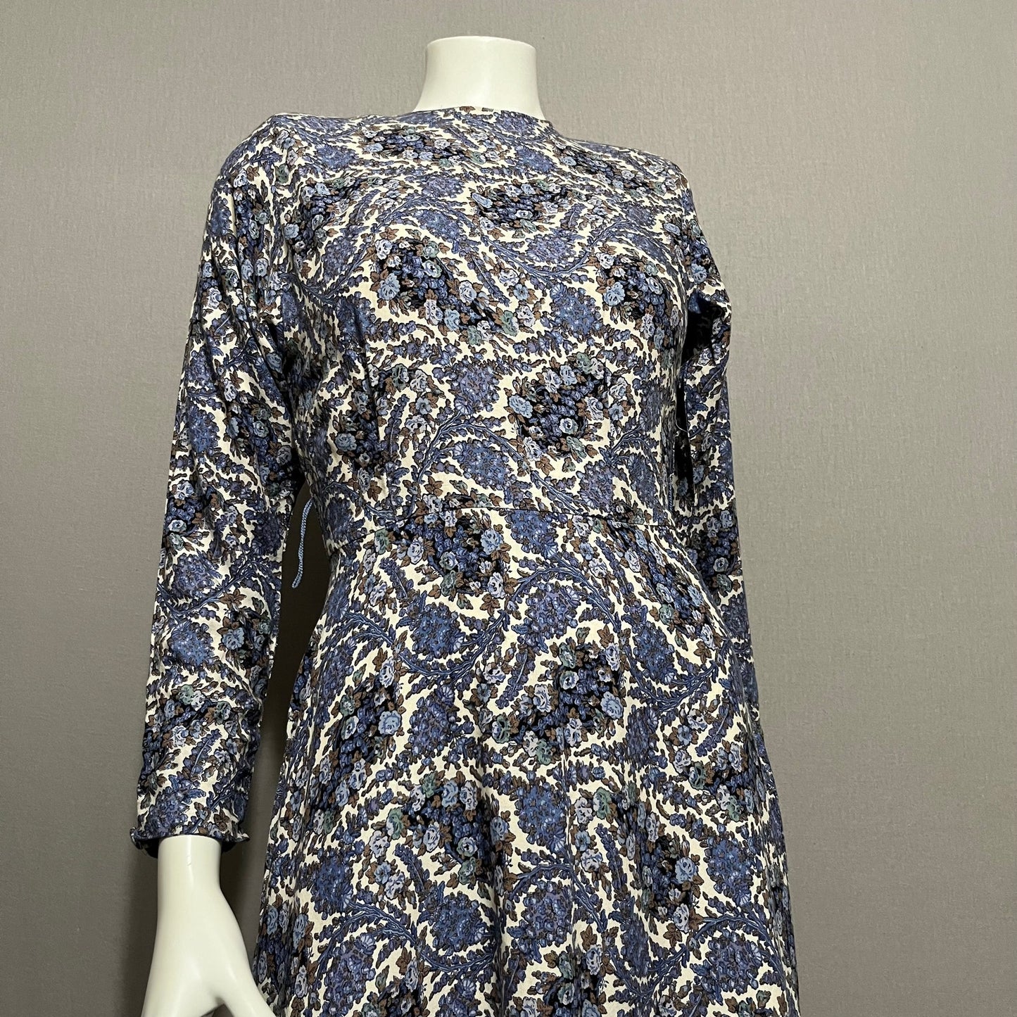 Vintage Michelle Stuart Dark Floral Romantic Long Sleeve Dress Sz-XS Petite