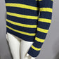 Izod Lime Green & Navy Striped 100% Cotton Long Sleeve Sweater Sz-Large